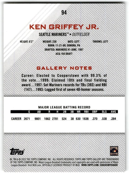 2022 Topps Gallery Ken Griffey Jr. Base  Seattle Mariners #94