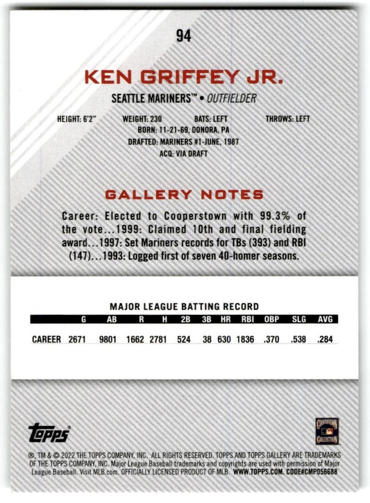 2022 Topps Gallery Ken Griffey Jr. Base  Seattle Mariners #94