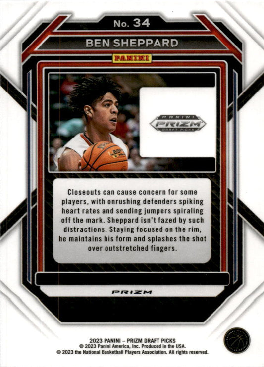 2023 Panini Prizm Draft Picks Purple Wave #34 Ben Sheppard Belmont Bruins