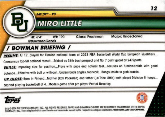 2023-24 Bowman University Chrome #12 Miro Little