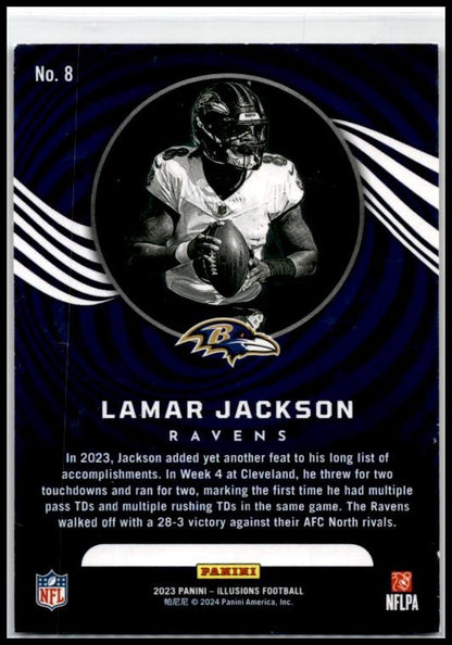 2023 Panini Illusions Orange Trophy Collection #8 Lamar Jackson Baltimore Ravens