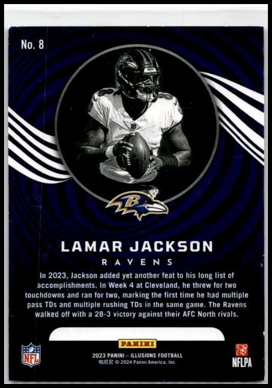 2023 Panini Illusions Orange Trophy Collection #8 Lamar Jackson Baltimore Ravens
