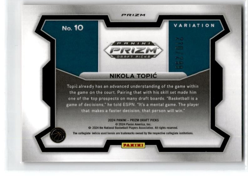 2024 Prizm Draft Picks Variation Prizms Red Pulsar /299 #10b Nikola Topić OKC