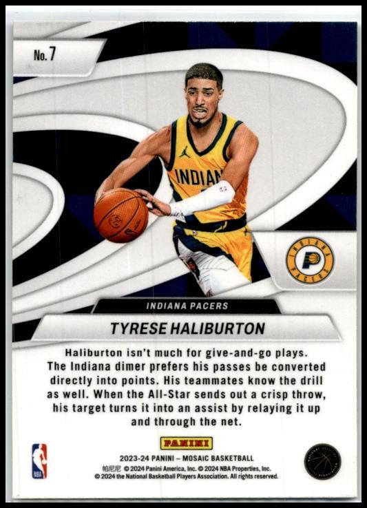 2023-24 Panini Mosaic Give and Go #7 Tyrese Haliburton Indiana Pacers