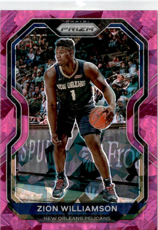 2020-21 Panini Prizm Pink Ice Prizms. #185 Zion Williamson New Orleans Pelicans.