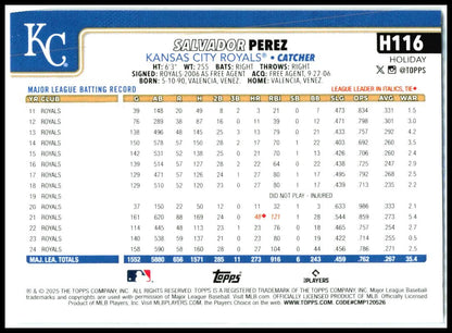 2025 Topps Holiday Silver Metallic Glitter Holiday #H116 Salvador Perez Royals
