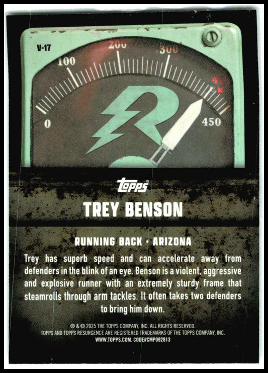 2024 Topps Resurgence Voltaic #V-17 Trey Benson Arizona Cardinals