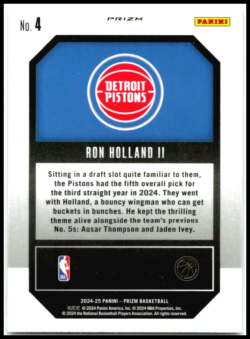 2024-25 Panini Prizm Emergent Prizms Silver #4 Ron Holland II Detroit Pistons