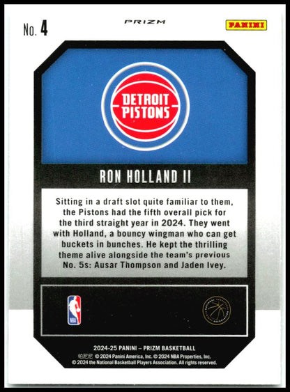 2024-25 Panini Prizm Emergent Prizms Silver #4 Ron Holland II Detroit Pistons