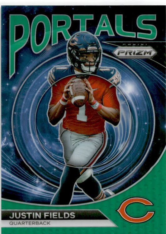2023 Panini Prizm: Portals Prizms Green #PO-7 Justin Fields Chicago Bears