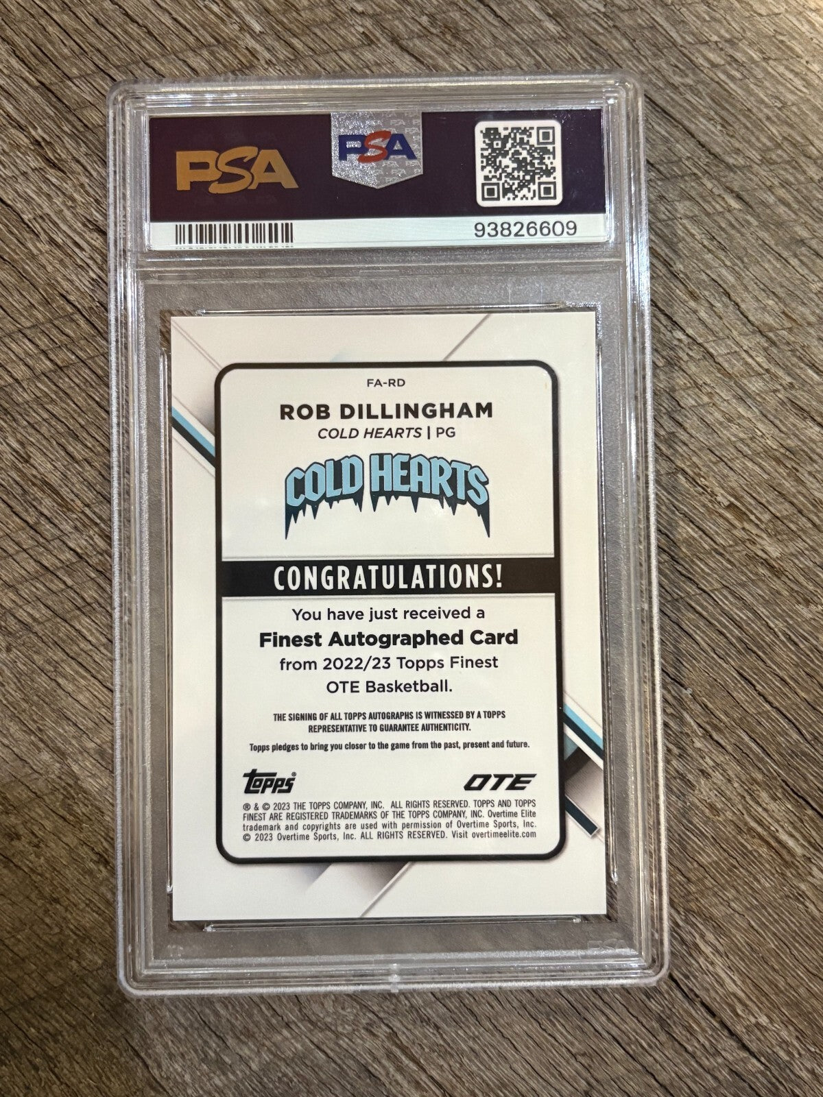 2022-23 Topps Finest OTE  Blue Raywave Auto Rob Dillingham RC SP /150 PSA 9 Mint
