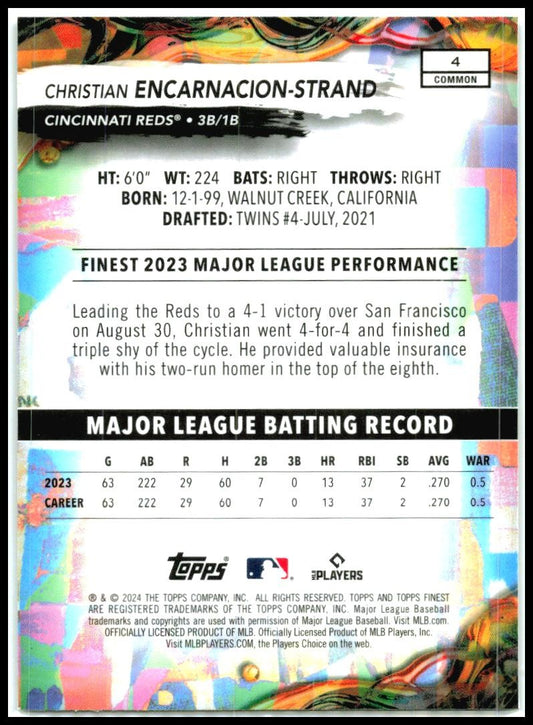 2024 Finest #4 Christian Encarnacion-Strand Rookie Cincinnati Reds