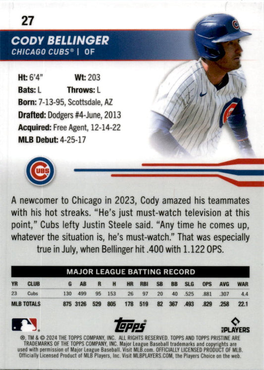 2024 Topps Pristine #27 Cody Bellinger Cubs