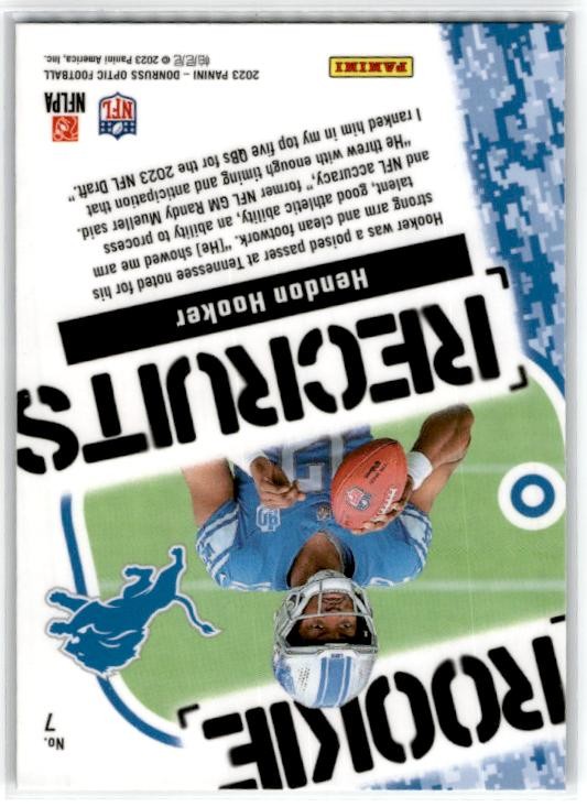 2023 Donruss Optic Rookie Recruits #7 Hendon Hooker Detroit Lions