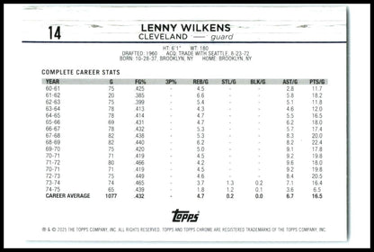 2024-25 Topps Chrome Blue Basketball Refractor #14 Lenny Wilkens Cavaliers