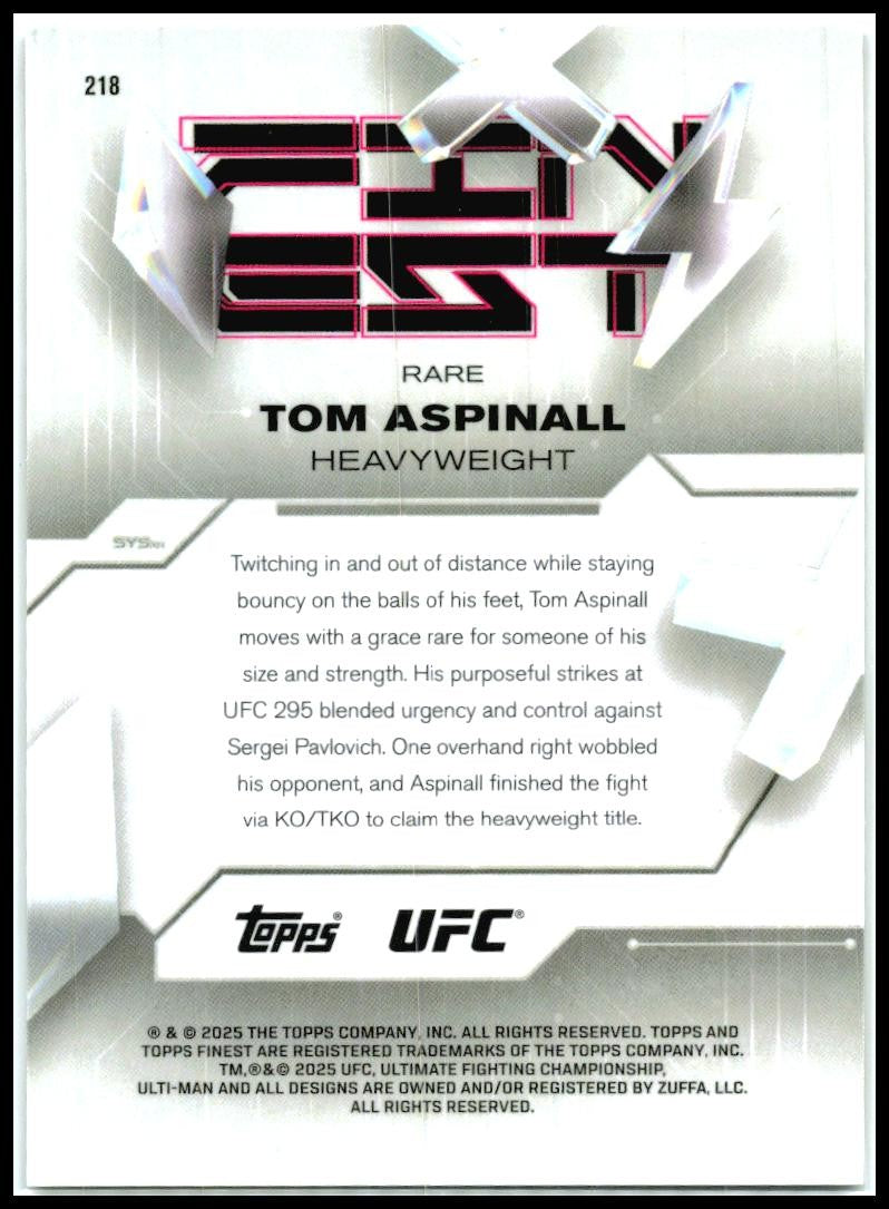 2025 Topps Finest UFC - Red/Black Vapor Refractors #218 Tom Aspinall #/10