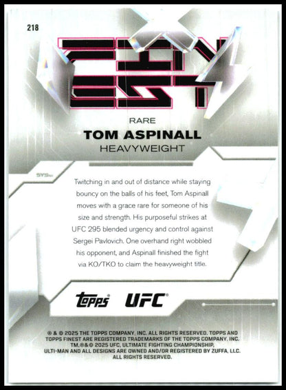 2025 Topps Finest UFC - Red/Black Vapor Refractors #218 Tom Aspinall #/10