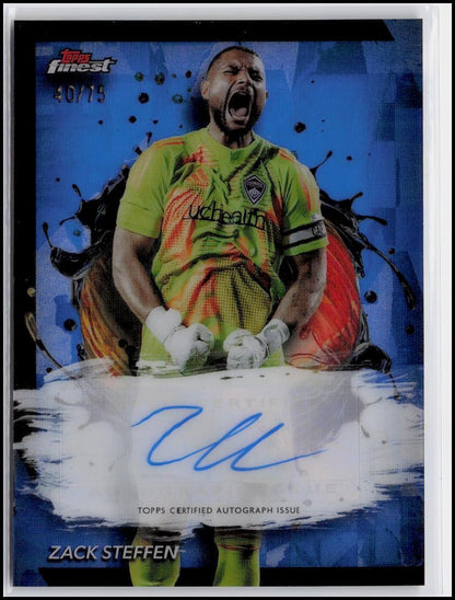 2024 Finest MLS #BA-ZS Zack Steffen Base Autographs Blue Refractor #/75