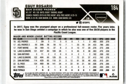 2023 Topps Chrome Sepia Refractor #184 Eguy Rosario San Diego Padres