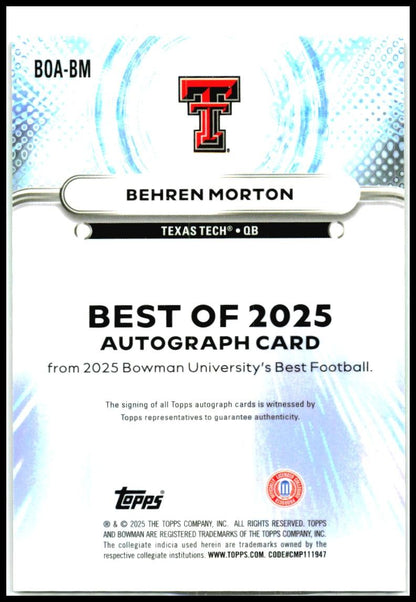 2025 Bowman Best Best Of 2025 Auto Green Mini-Diamond Behren Morton Auto /99