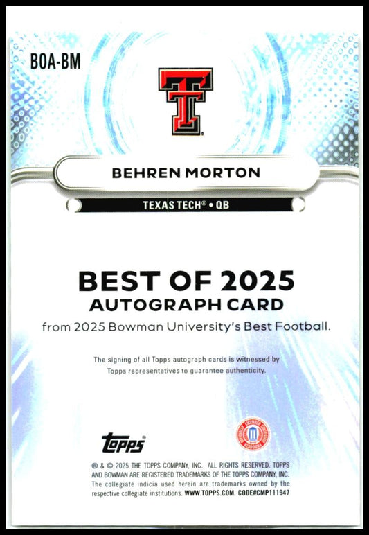 2025 Bowman Best Best Of 2025 Auto Green Mini-Diamond Behren Morton Auto /99