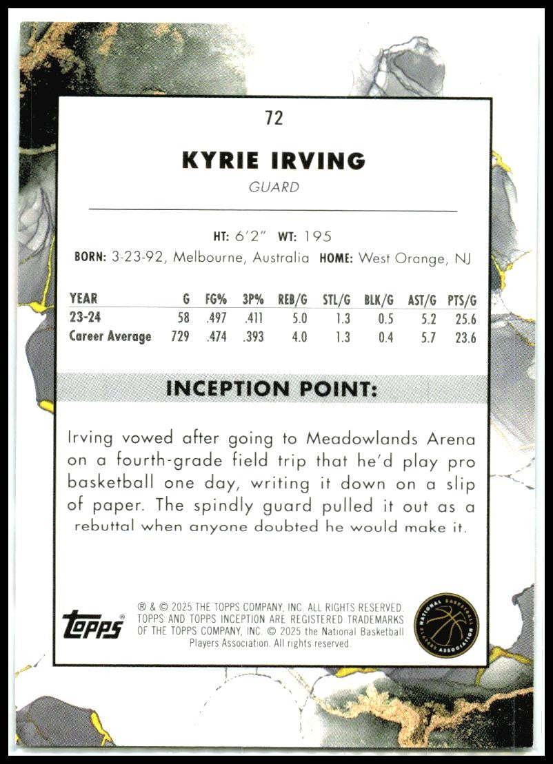 2024-25 Topps Inception Dallas ##72 Kyrie Irving