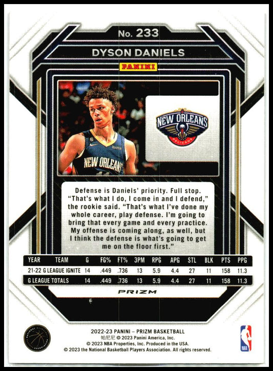 2022-23 Panini Prizm Prizms Red Ice #233 Dyson Daniels New Orleans Pelicans