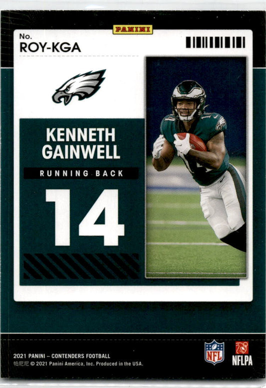 2021 Panini Contenders #ROY-KGA Kenneth Gainwell Philadelphia Eagles
