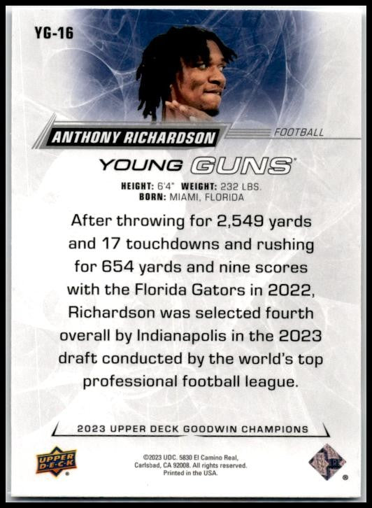 2023 Goodwin Champions Upper Deck Young Guns #YG-16 Anthony Richardson