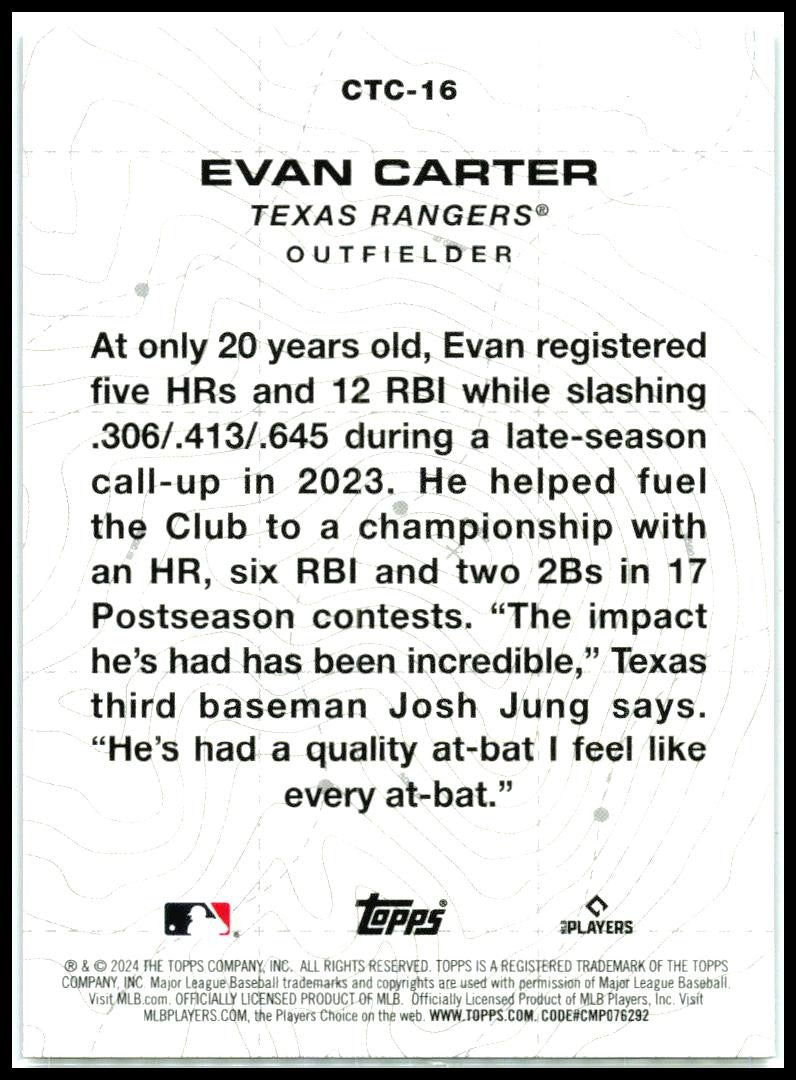 2024 Topps City to City #CTC-16 Evan Carter Texas Rangers