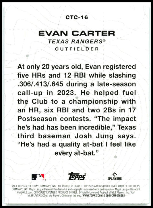 2024 Topps City to City #CTC-16 Evan Carter Texas Rangers