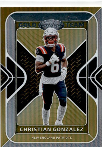 2024 Panini Certified Gold Team #GT-CGZ Christian Gonzalez New England Patriots