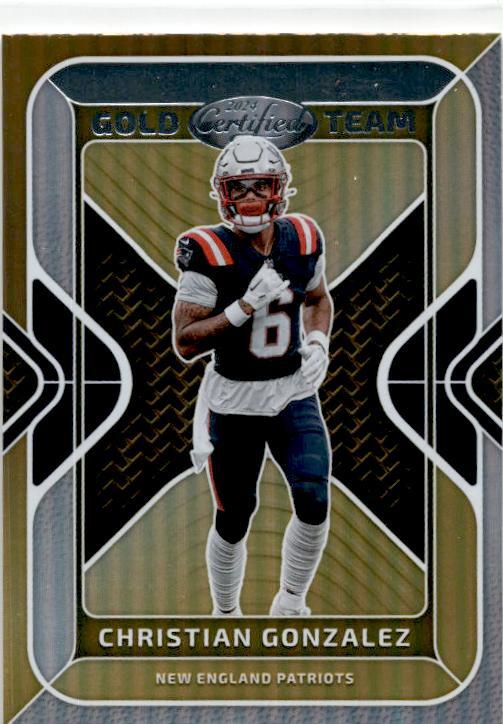 2024 Panini Certified Gold Team #GT-CGZ Christian Gonzalez New England Patriots