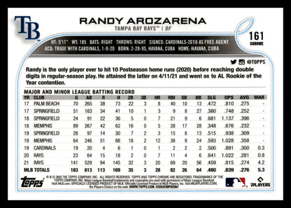 2022 Topps Chrome #161 Randy Arozarena