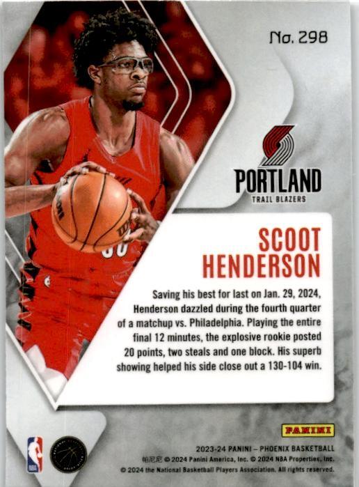 2023-24 Panini Phoenix #298 Scoot Henderson Rookie Portland Trail Blazers