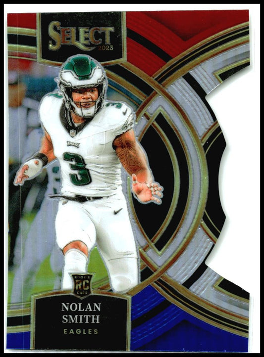 2023 Panini Select Red and Blue Prizms Die Cuts #108 Nolan Smith Eagles