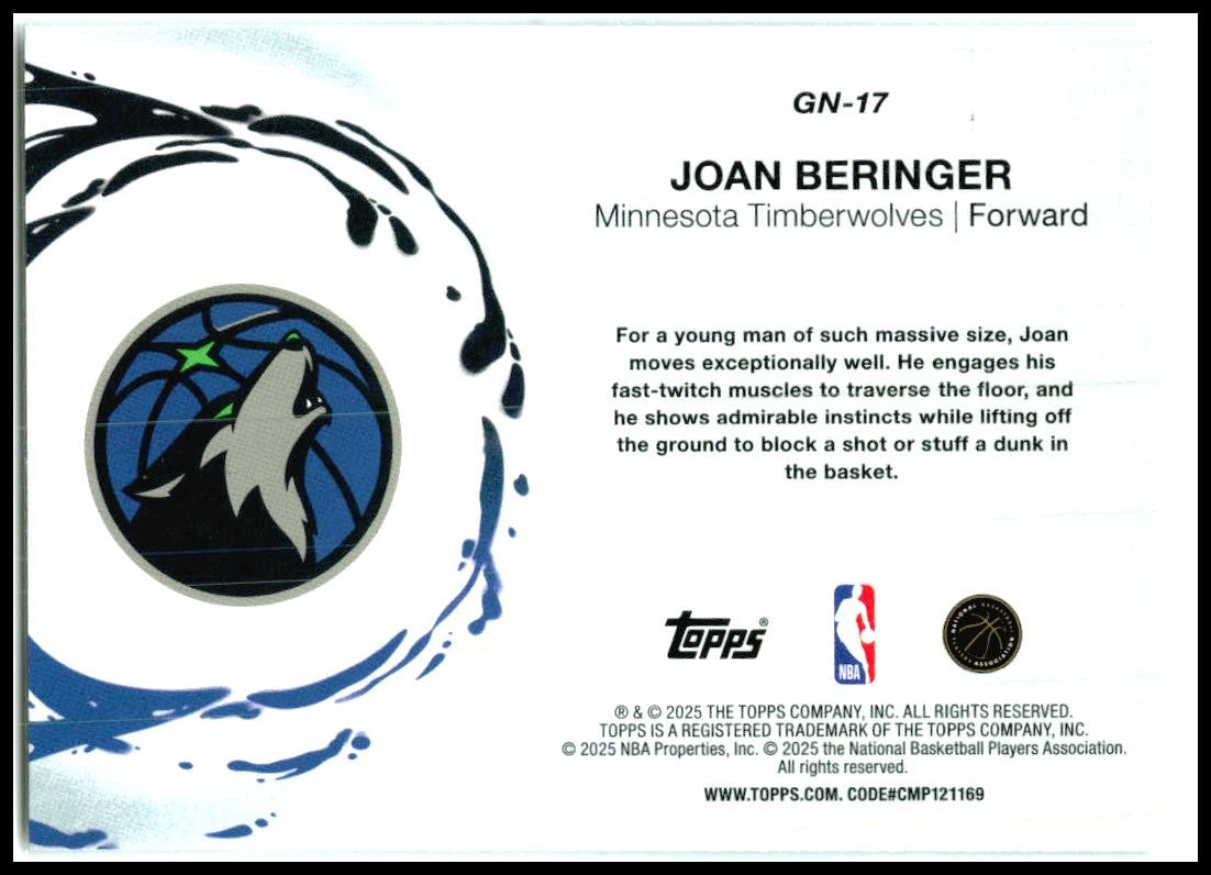 2025-26 Topps Generation Now #GN-17 Joan Beringer Minnesota Timberwolves