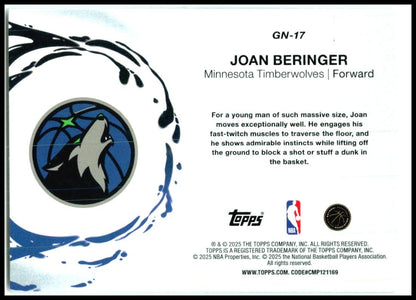2025-26 Topps Generation Now #GN-17 Joan Beringer Minnesota Timberwolves