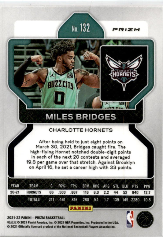 2021-22 Panini Prizm Red White and Blue #132 Miles Bridges Charlotte Hornets