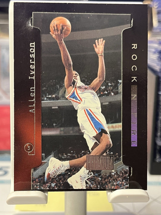 Allen Iverson 1997-98 SkyBox Premium #1 RF Rock n' Fire Philadelphia 76ers