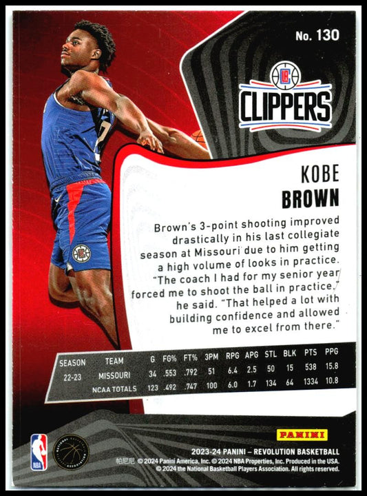 2023-24 Panini Revolution #130 Kobe Brown Rookie Los Angeles Clippers