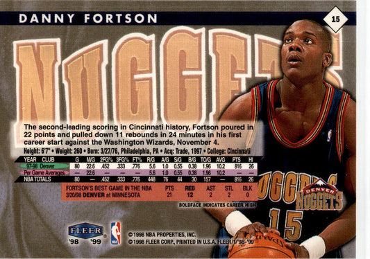 1998 Fleer Tradition #15 Danny Fortson Denver Nuggets