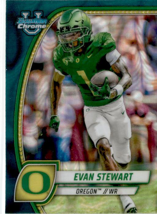 2024 Bowman University Chrome Teal Lava Refractor #75 Evan Stewart Oregon Ducks