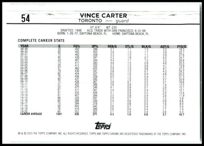 2024-25 Topps Chrome #54 Vince Carter Toronto Raptors