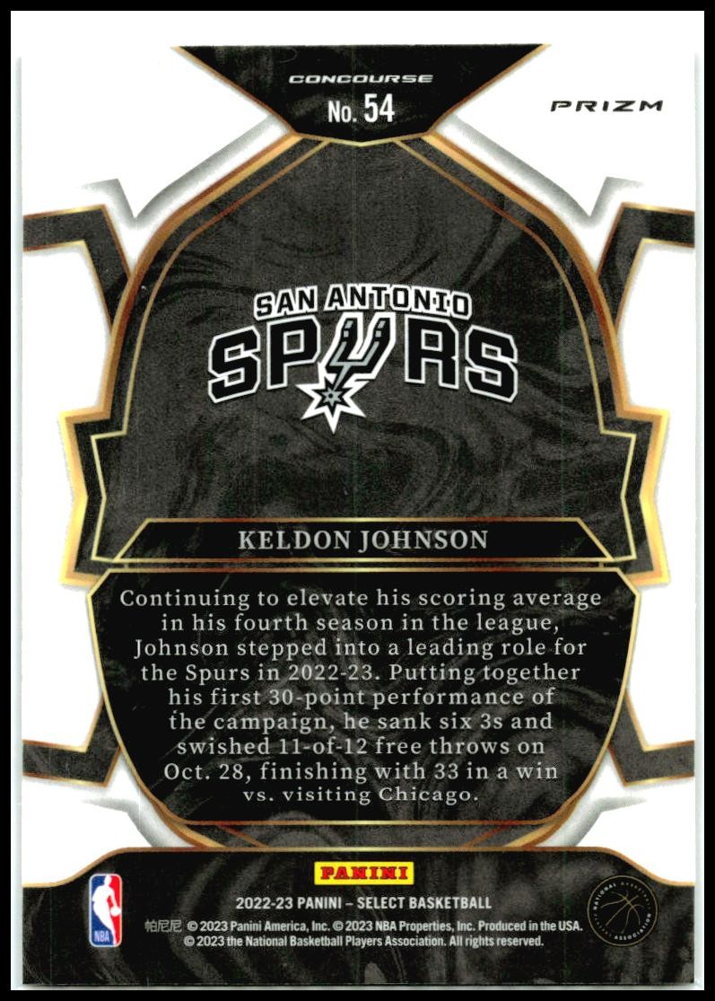 2022-23 Panini Select Red Cracked Ice Prizms #54 Keldon Johnson Spurs