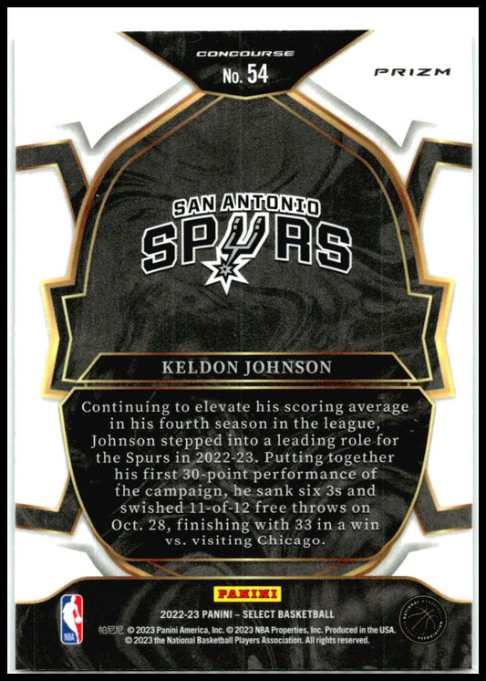 2022-23 Panini Select Red Cracked Ice Prizms #54 Keldon Johnson Spurs