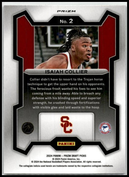 2024 Panini Prizm Draft Picks Prizms Green #2 Isaiah Collier USC Trojans