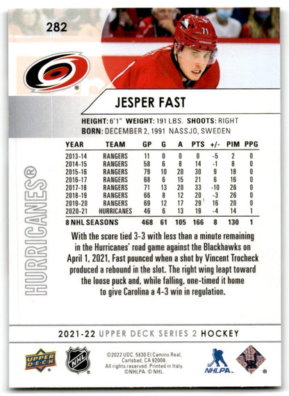 2021-22 Upper Deck Jesper Fast Carolina Hurricanes #282