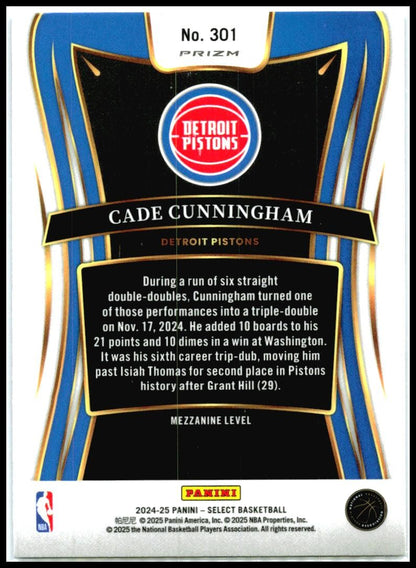 2024-25 Panini Select Blue #301 Cade Cunningham Detroit Pistons