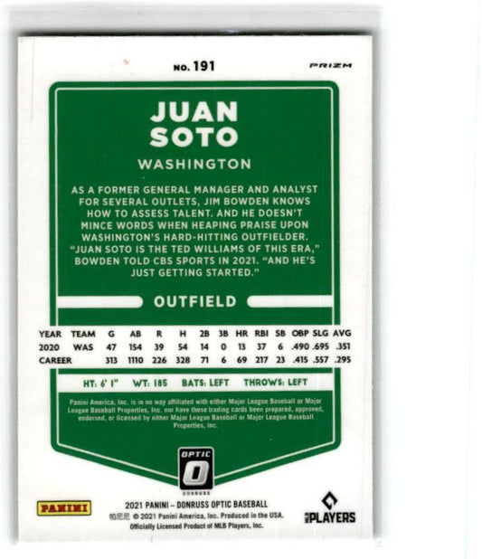 2021 Donruss Optic Lime Green #191 Juan Soto